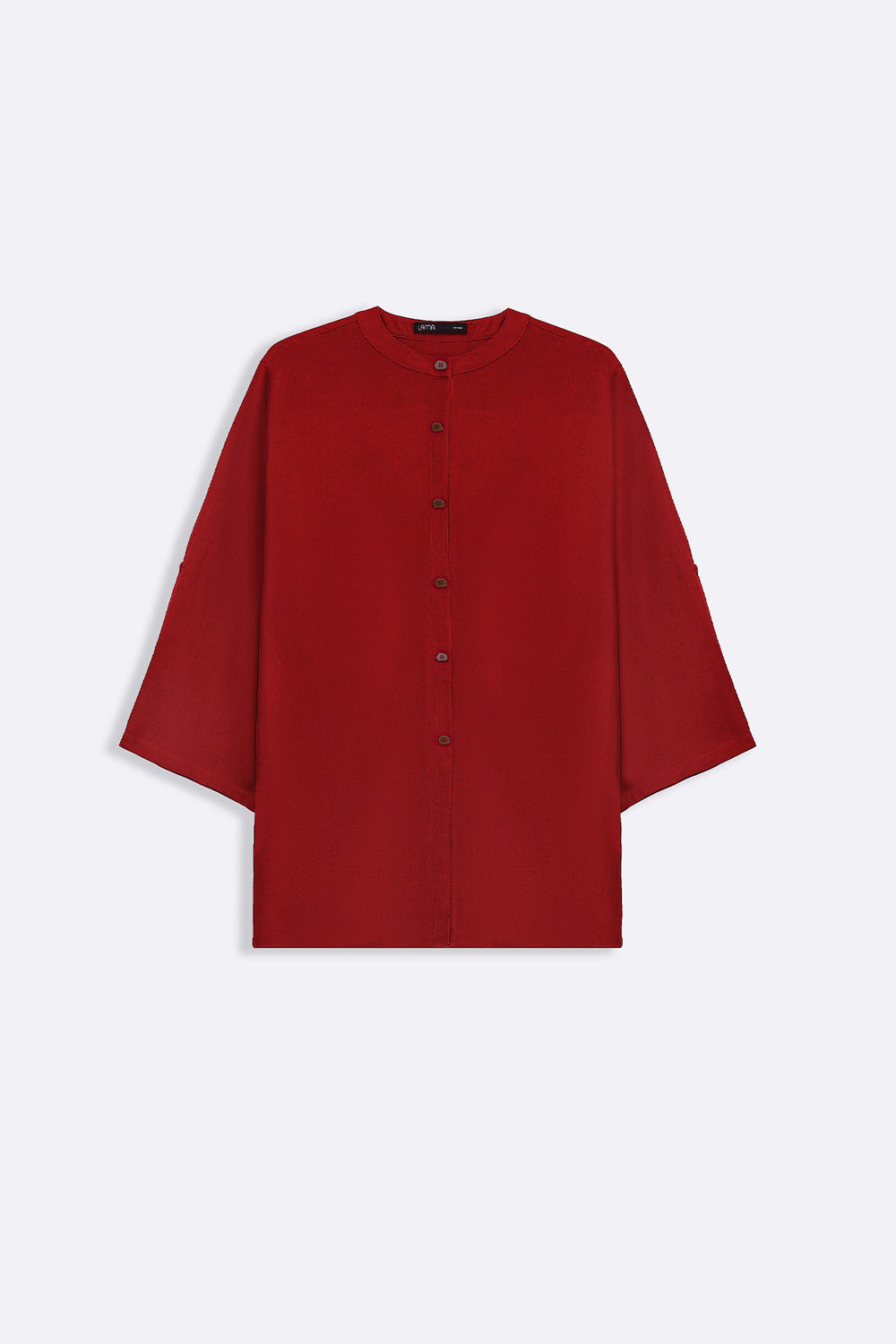 RED LINEN BLEND EASE SHIRT