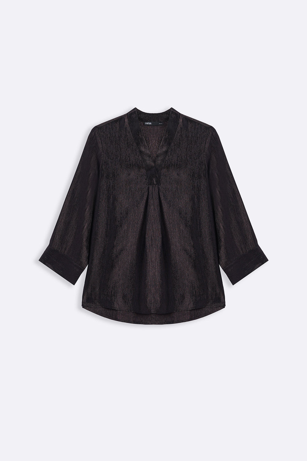 COFFEE TEXTURED FLOWY V NECK TOP