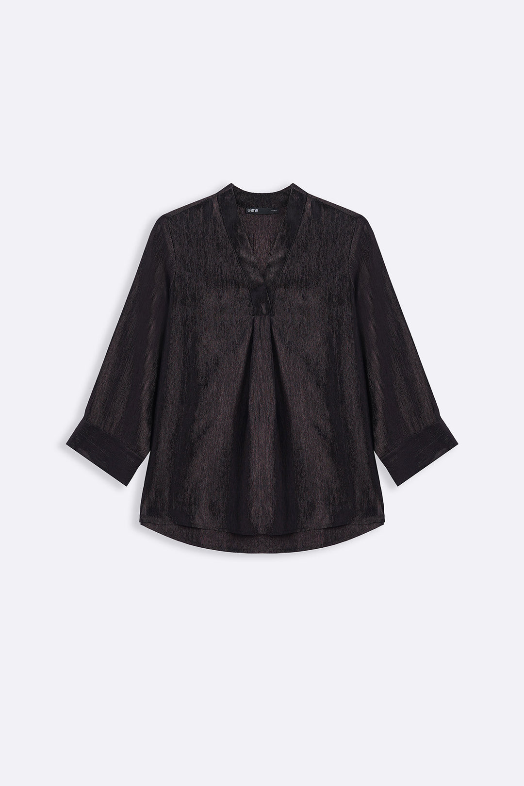 COFFEE TEXTURED FLOWY V NECK TOP