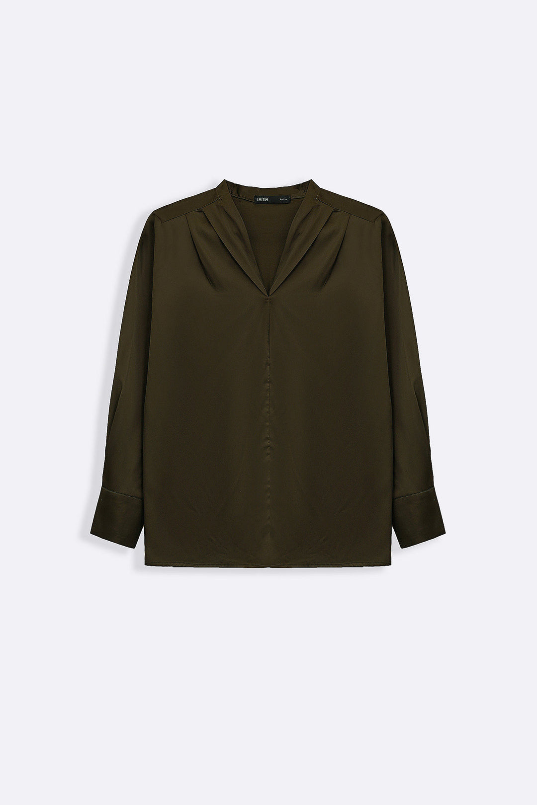 OLIVE SATIN FORMAL BLOUSE