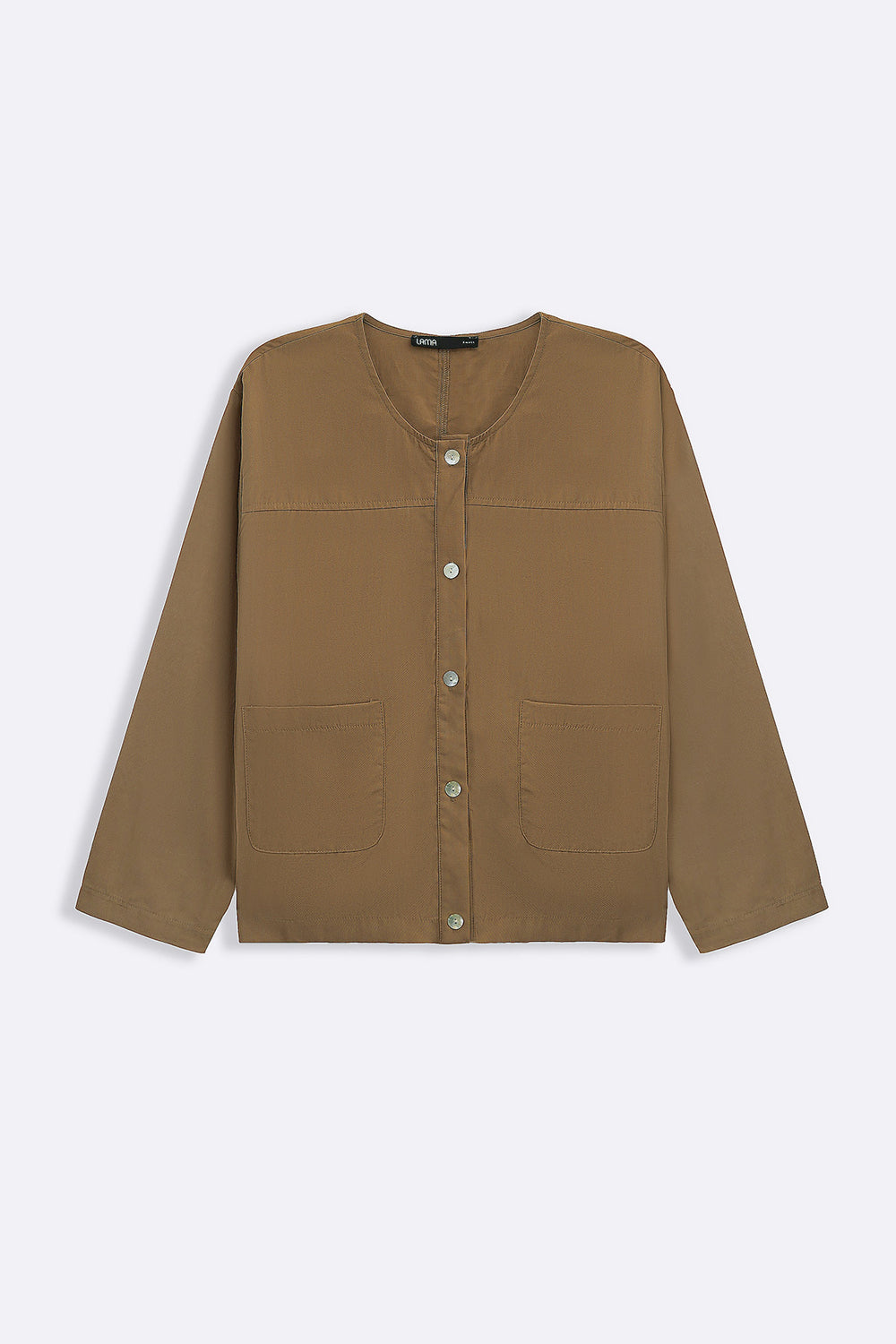 TAUPE TENCEL-LINEN POCKET BLOUSE