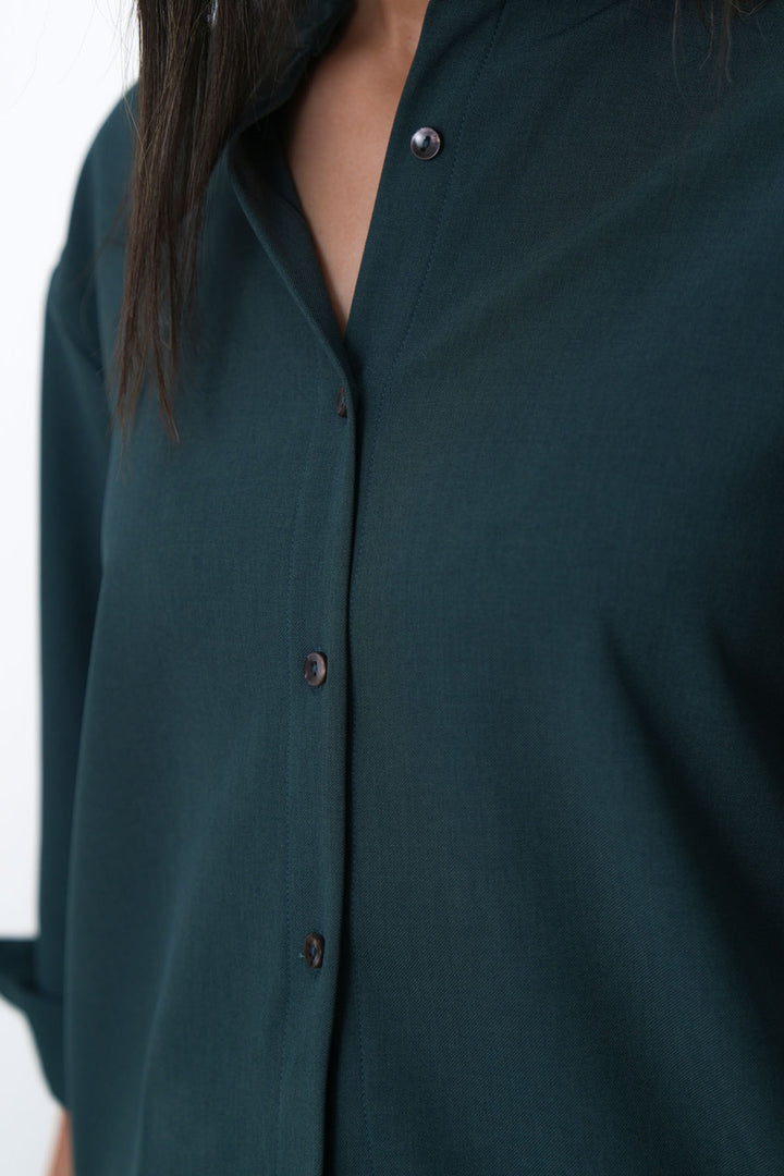 GREEN FLOW BAND COLLAR SHIRT