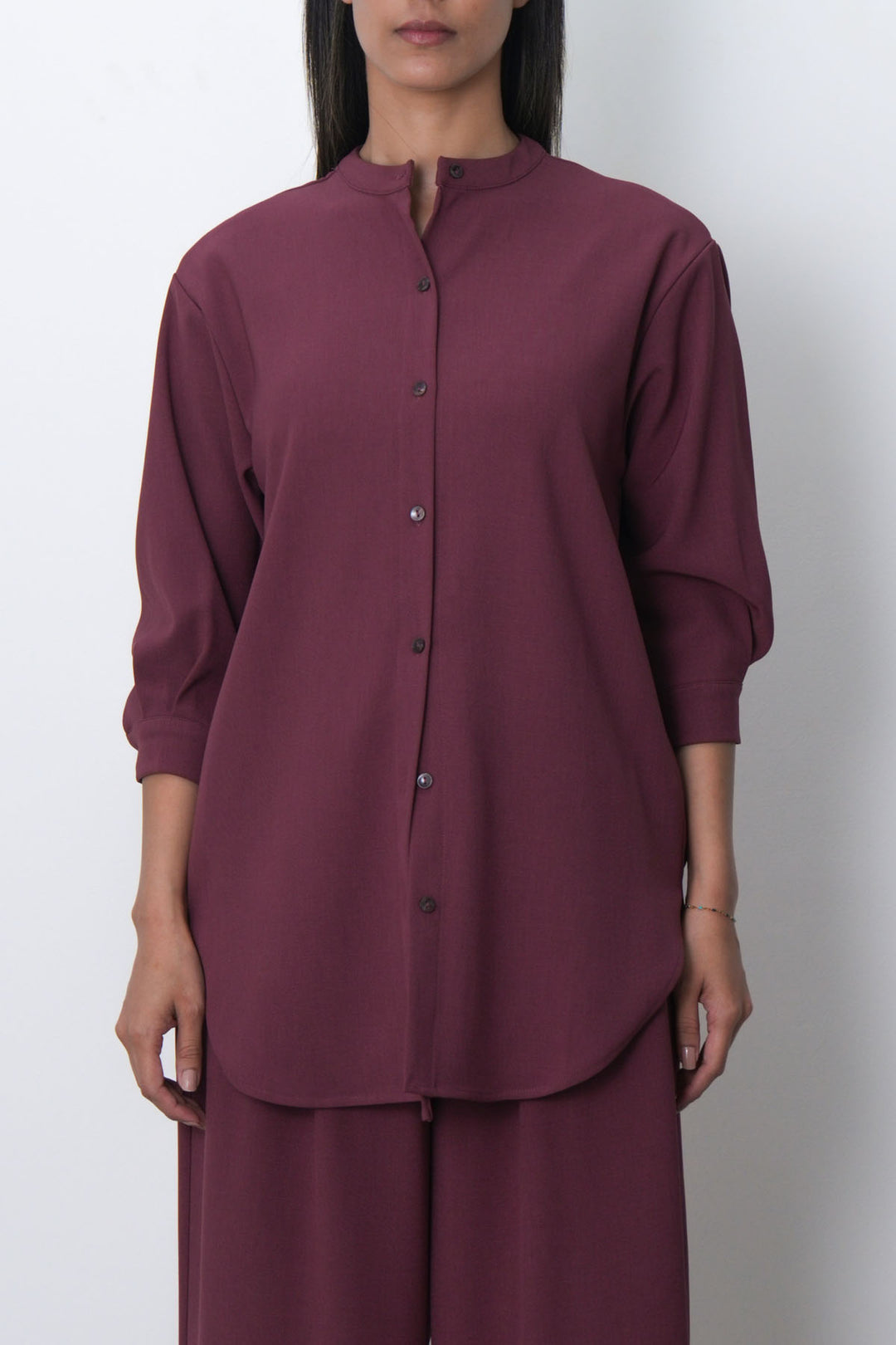 PINK FLOW BAND COLLAR SHIRT