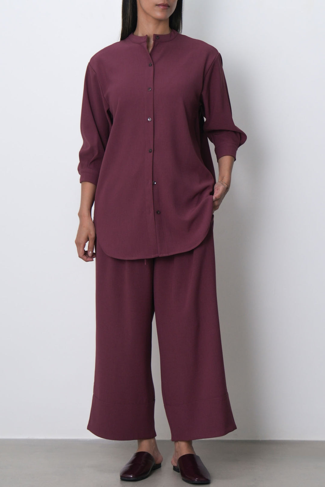 PINK FLOW BAND COLLAR SHIRT
