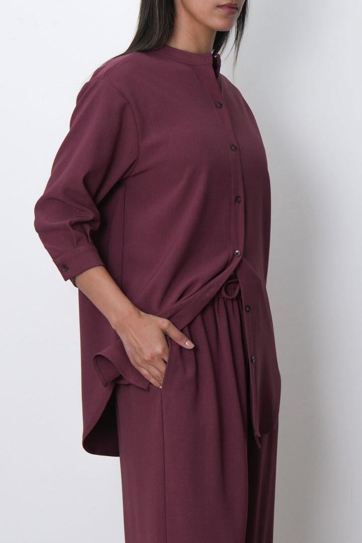 PINK FLOW BAND COLLAR SHIRT