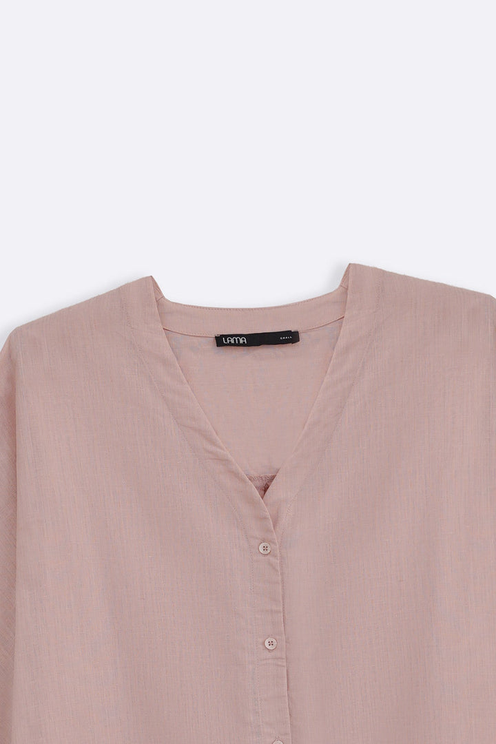 MINK V NECK BUTTON BLOUSE