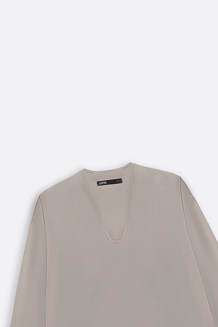 BEIGE DROPLET NECK TOP