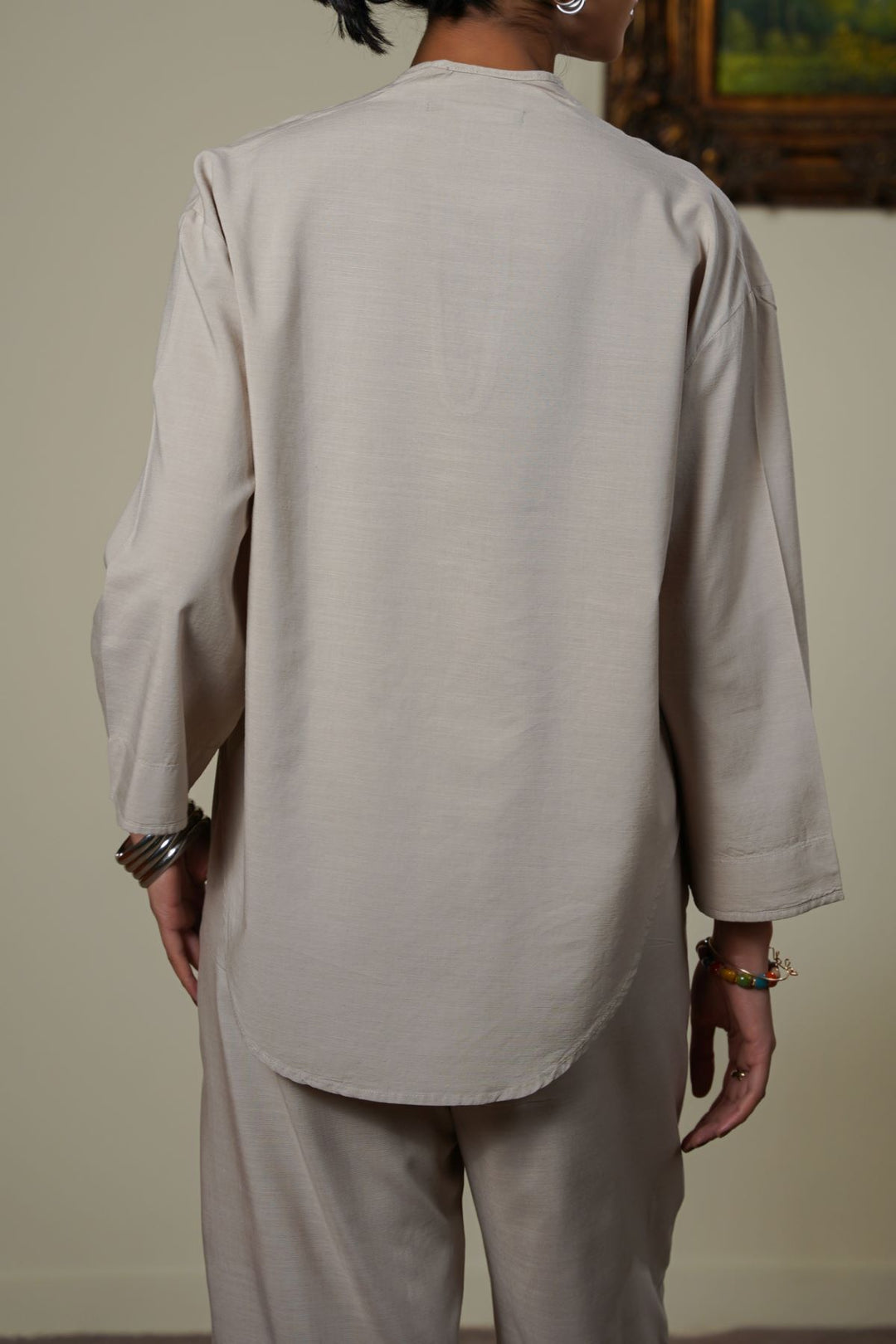 BEIGE DROPLET NECK TOP