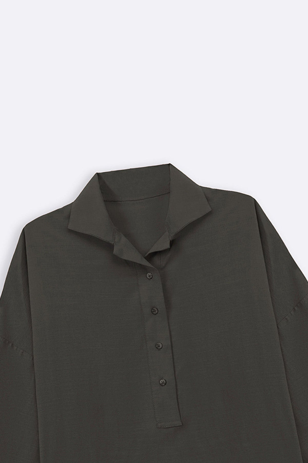MOUSE GREY HALF-BUTTON SUMMER SHIRT