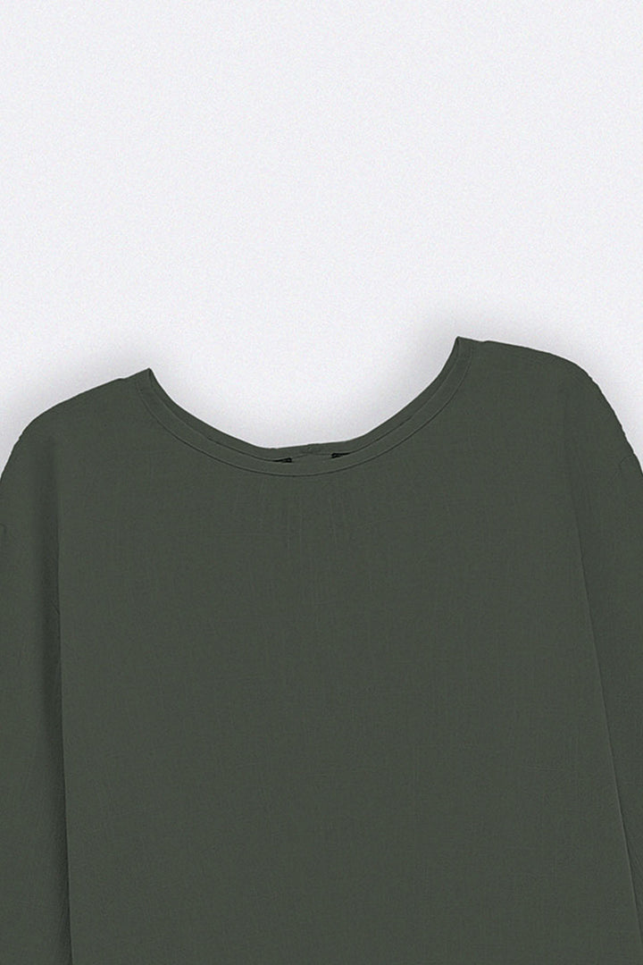 GREEN EVERYDAY BACK BUTTON BLOUSE