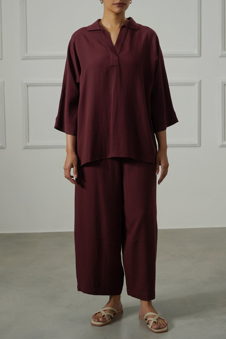 OX BLOOD PULLOVER SAFARI BLOUSE