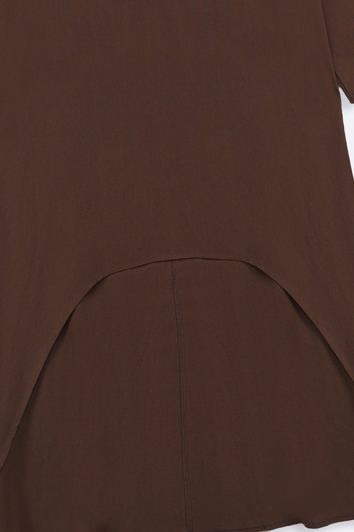 COFFEE SCOOP HEM LINEN BLEND TUNIC