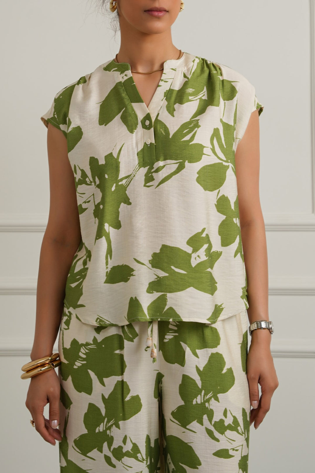 GREEN ABSTRACT RESORT SHIRT