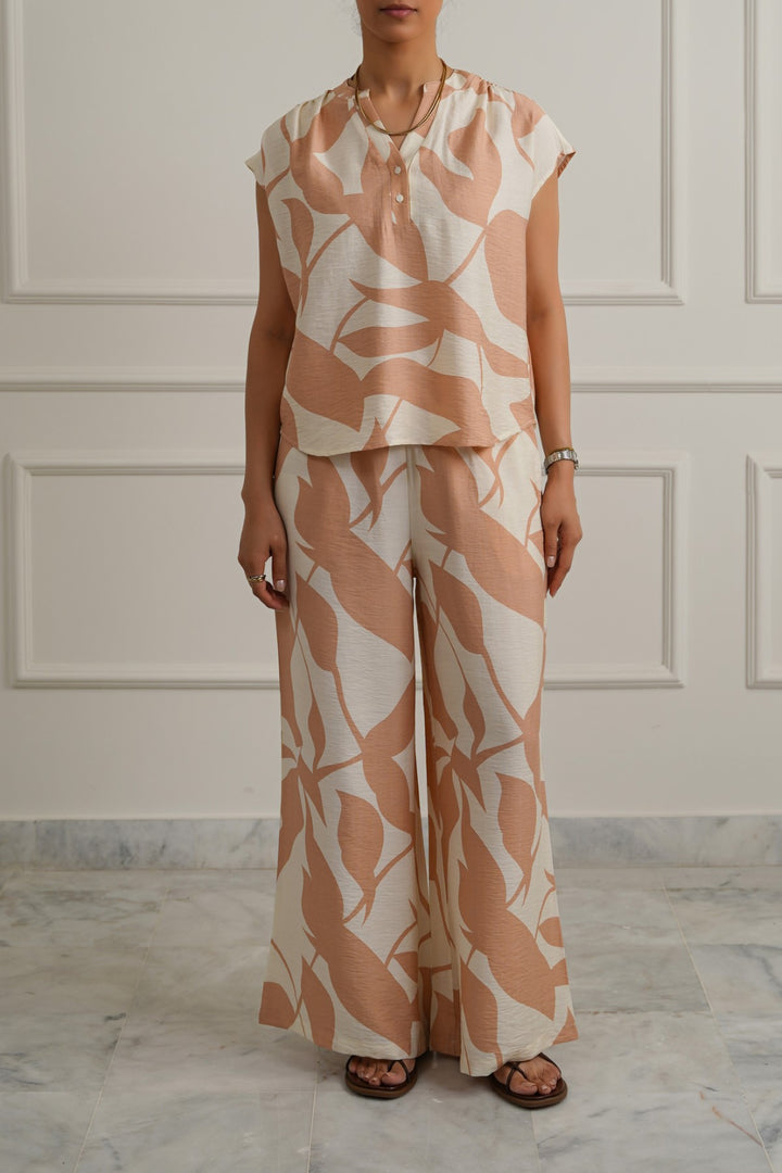 TEA PINK ABSTRACT RESORT SHIRT