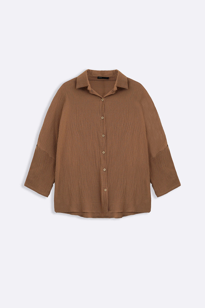 BROWN EVERYDAY MUSLIN SHIRT