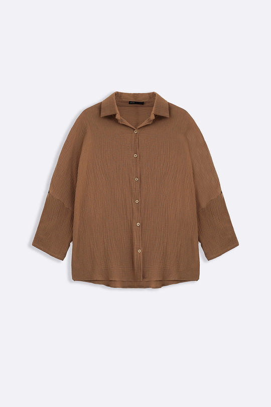 BROWN EVERYDAY MUSLIN SHIRT