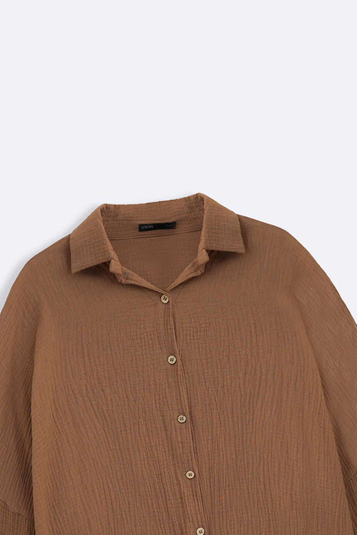 BROWN EVERYDAY MUSLIN SHIRT