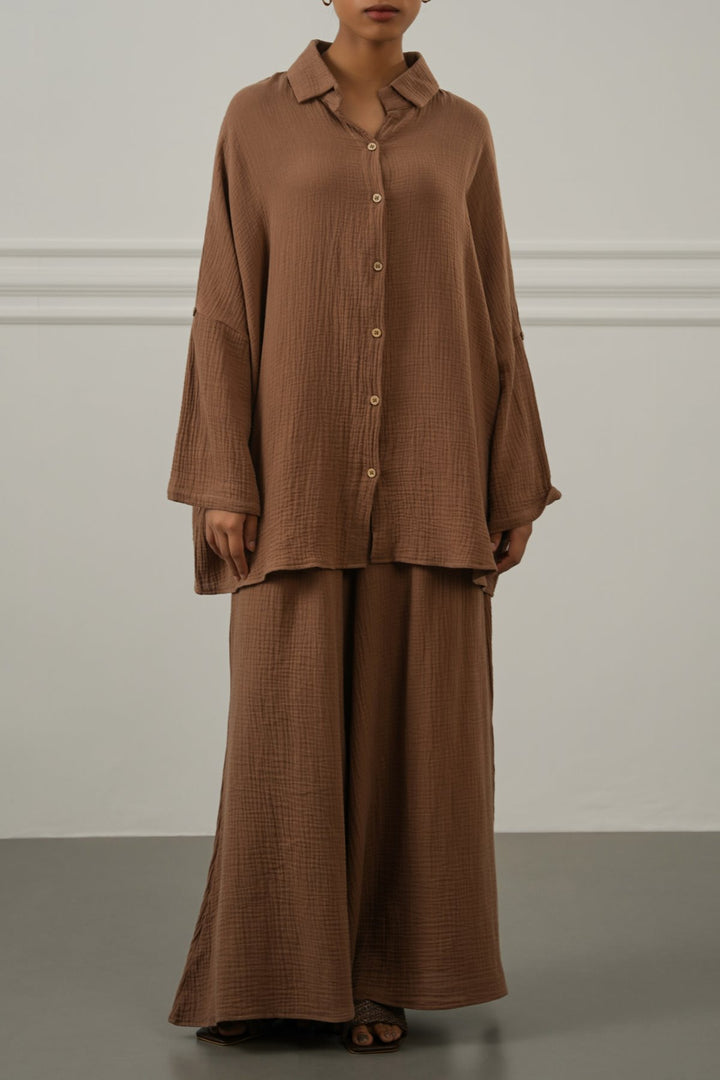 BROWN EVERYDAY MUSLIN SHIRT