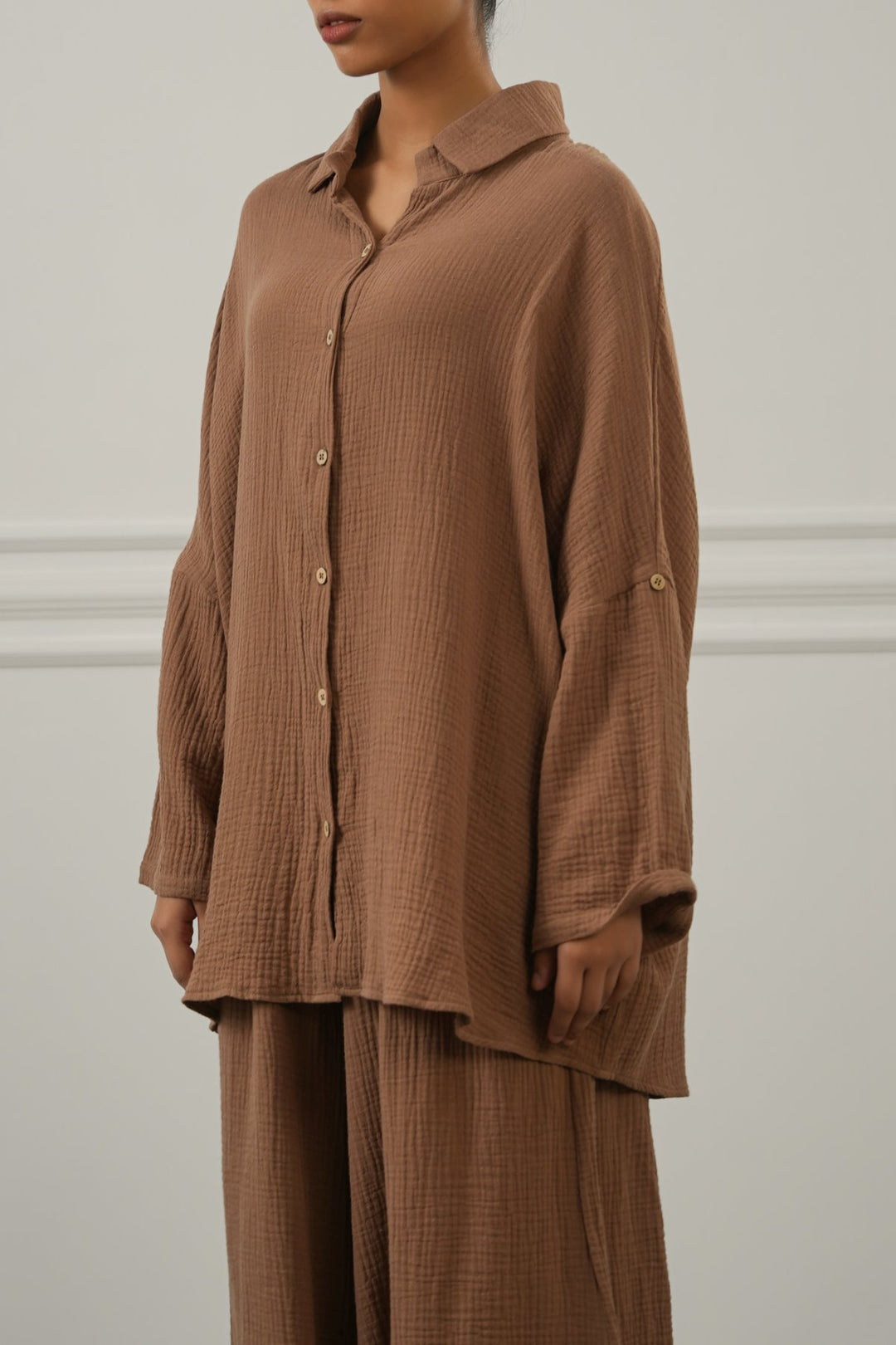 BROWN EVERYDAY MUSLIN SHIRT