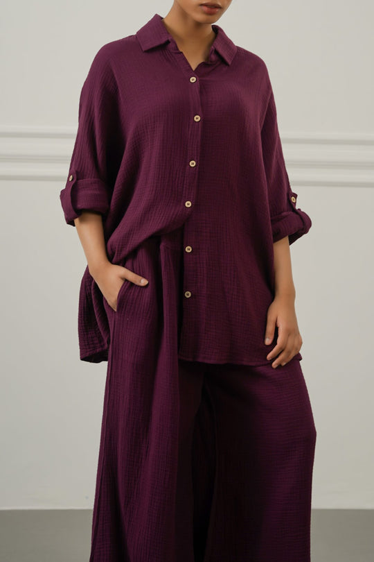 WINE EVERYDAY MUSLIN SHIRT