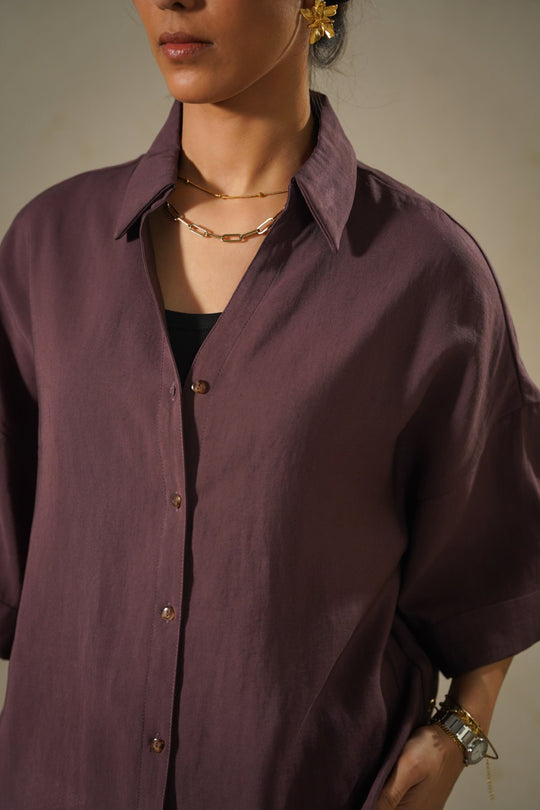 BEETROOT LYOCELL STONEWASH SHIRT