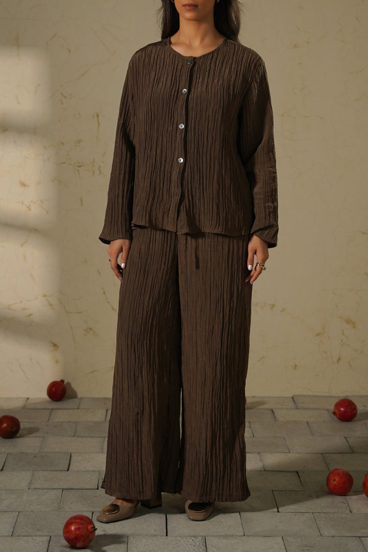 COFFEE LIGHTWEIGHT CRINKLE TOP