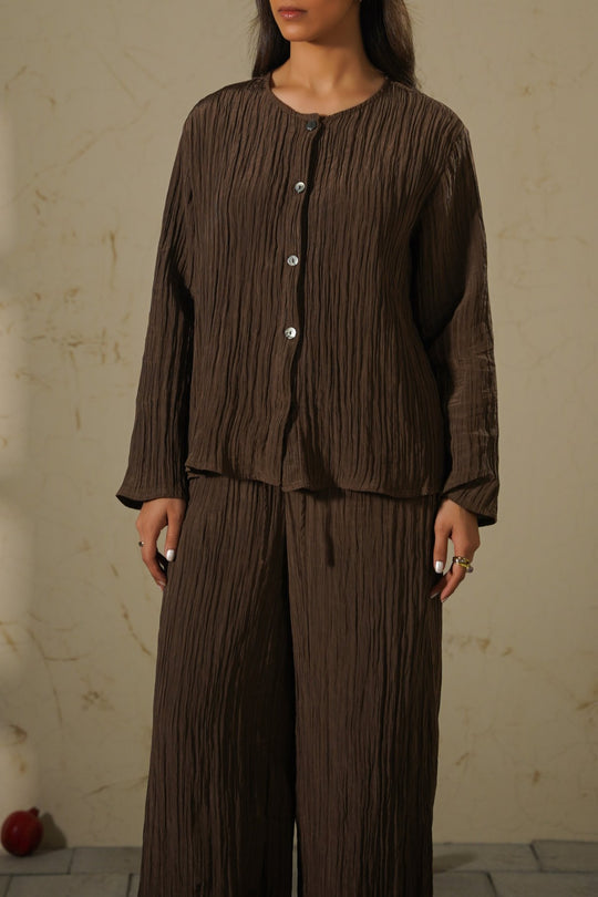 COFFEE LIGHTWEIGHT CRINKLE TOP