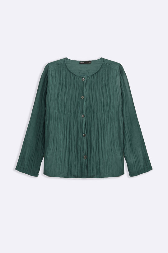 TURQUOISE LIGHTWEIGHT CRINKLE TOP