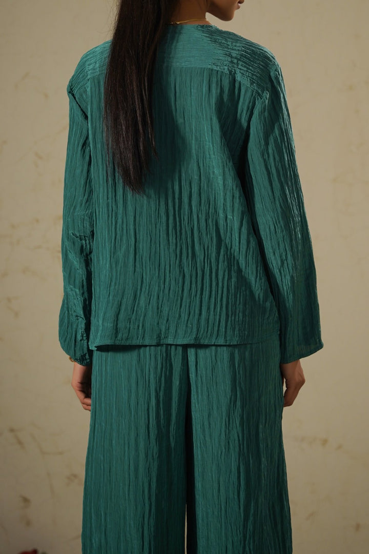 TURQUOISE LIGHTWEIGHT CRINKLE TOP