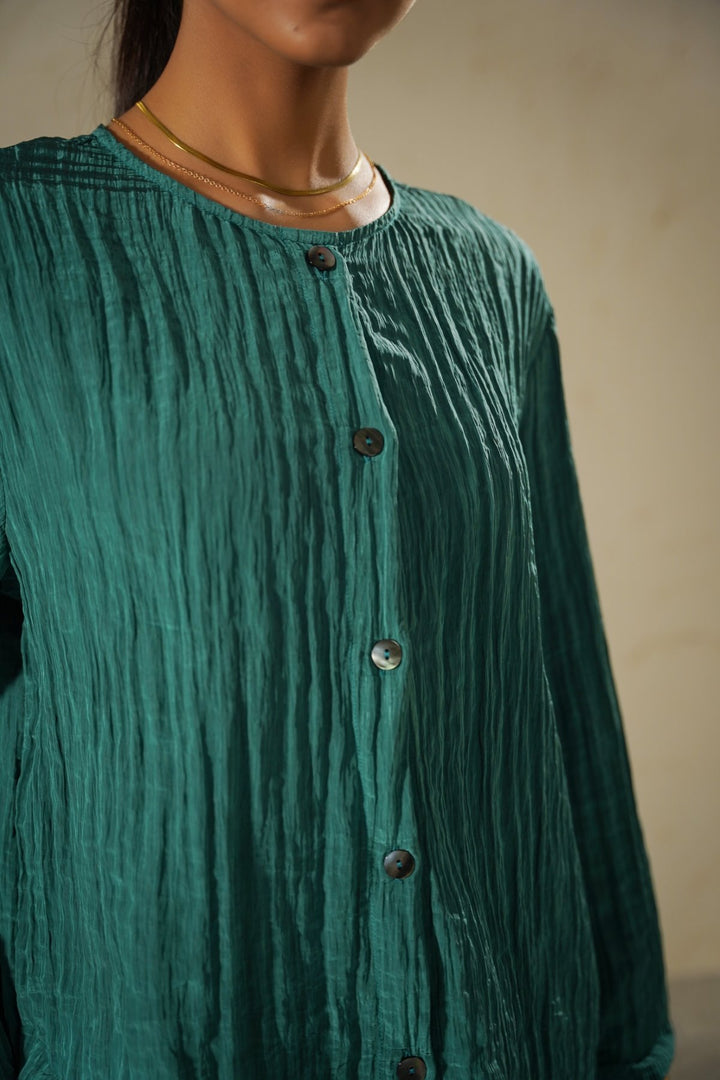 TURQUOISE LIGHTWEIGHT CRINKLE TOP