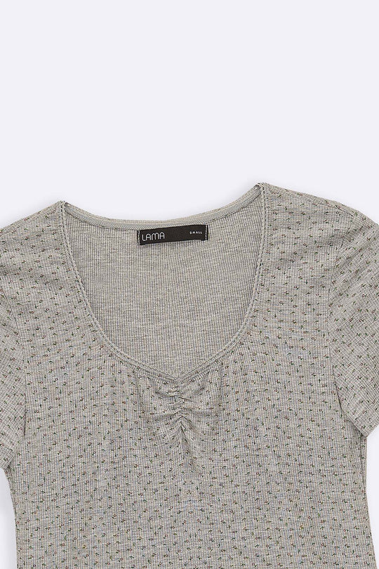 GREY RIBBED DOLL TEE