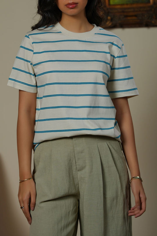 LIGHT BLUE WEEKEND STRIPE TEE