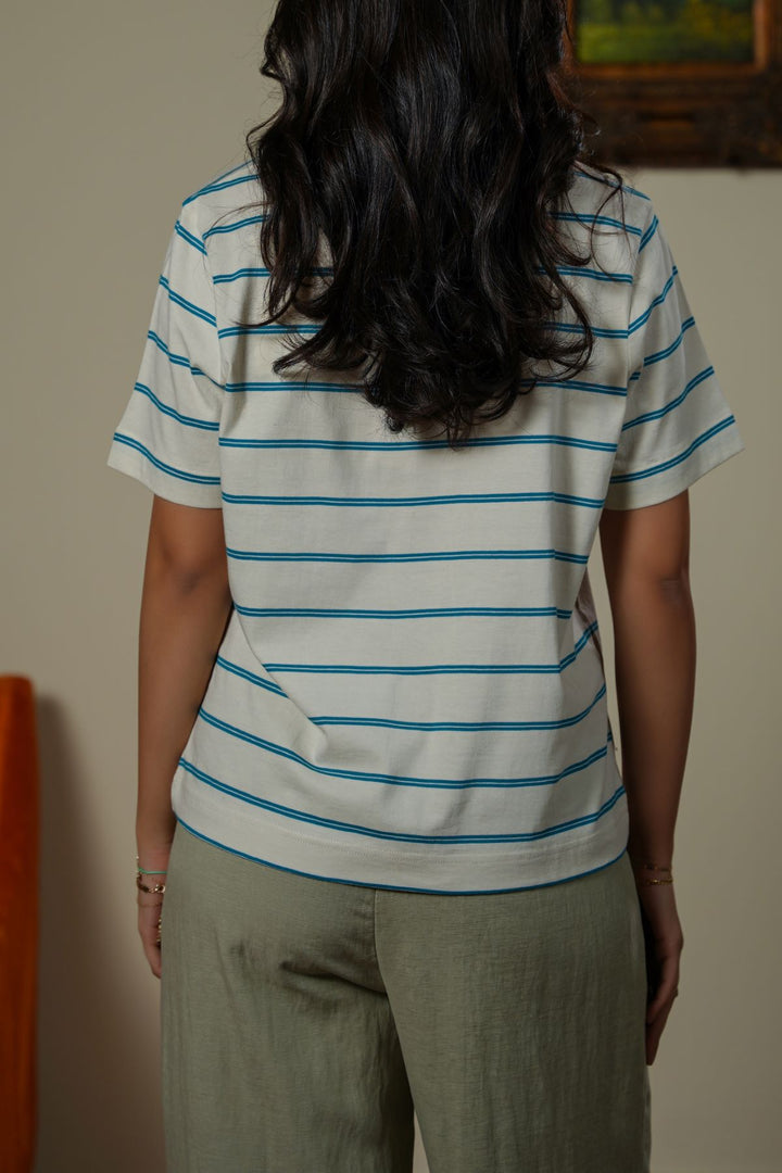 LIGHT BLUE WEEKEND STRIPE TEE