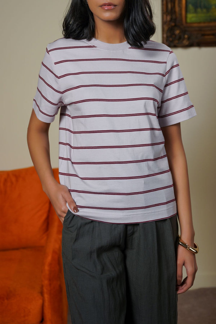 LIGHT PINK WEEKEND STRIPE TEE