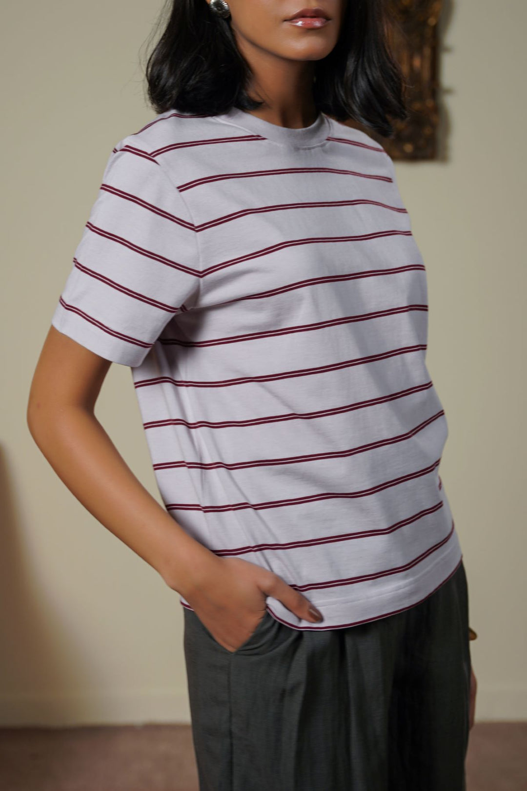 LIGHT PINK WEEKEND STRIPE TEE