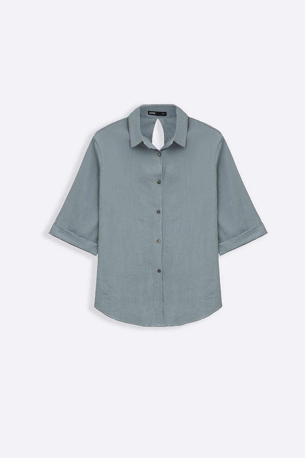 BLUE BACK SLIT BLOUSE