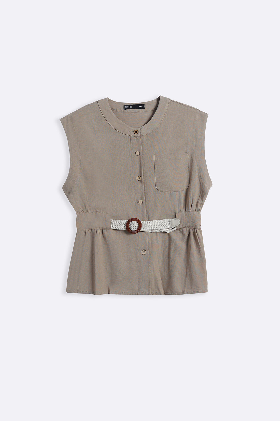 TAUPE BELTED SAFARI TOP