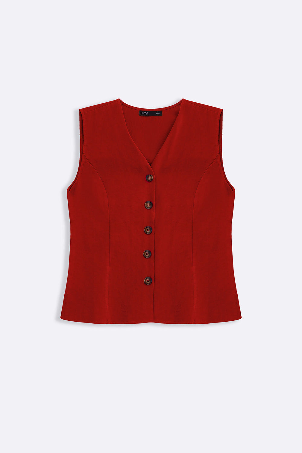RED CASUAL COTTON MIX VEST