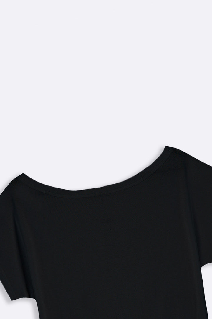 BLACK BARE SHOULDER TEE