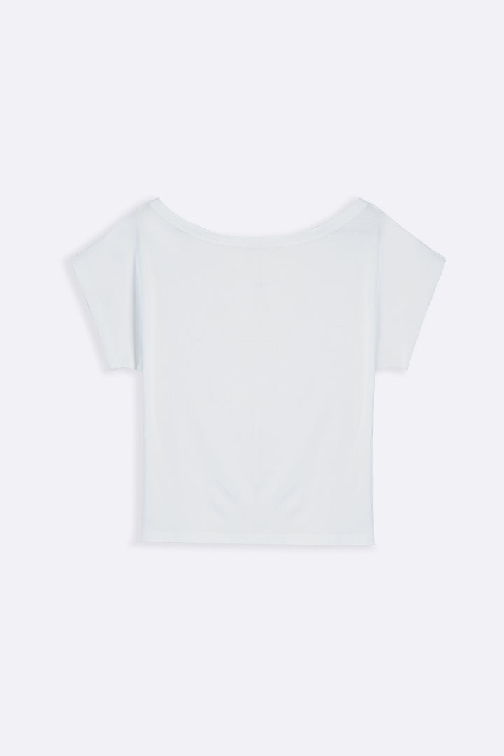 WHITE BARE SHOULDER TEE
