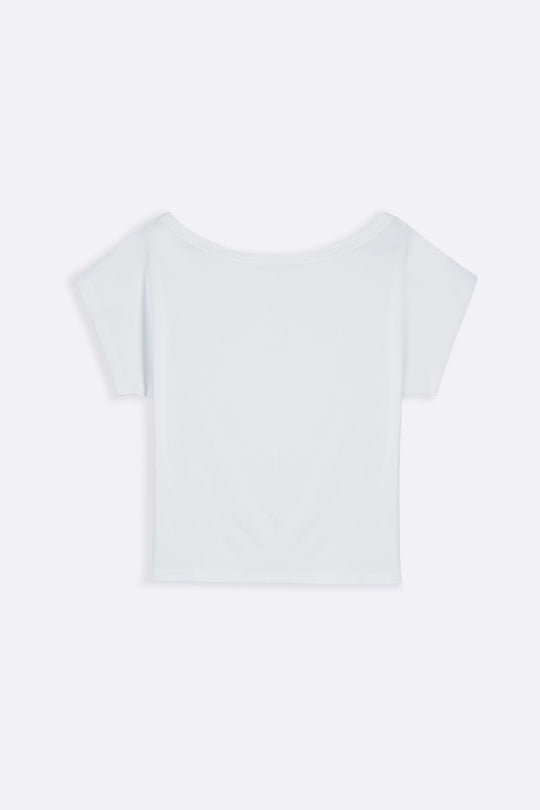WHITE BARE SHOULDER TEE