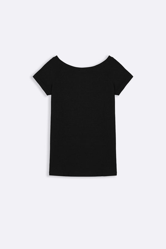 BLACK ASSYMETRICAL CUT TEE