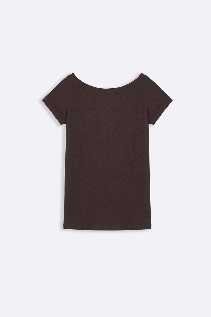 BROWN ASSYMETRICAL CUT TEE