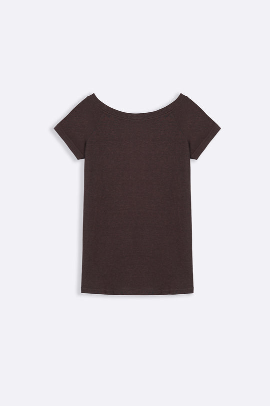 BROWN ASSYMETRICAL CUT TEE