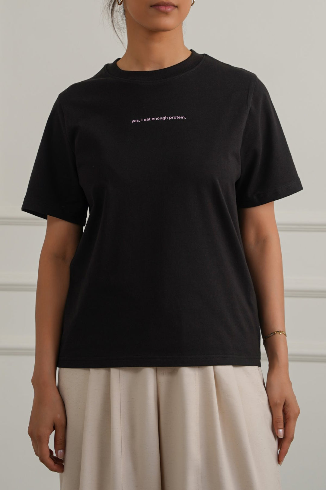 BLACK I EAT ENOUGH PROTEIN TEE