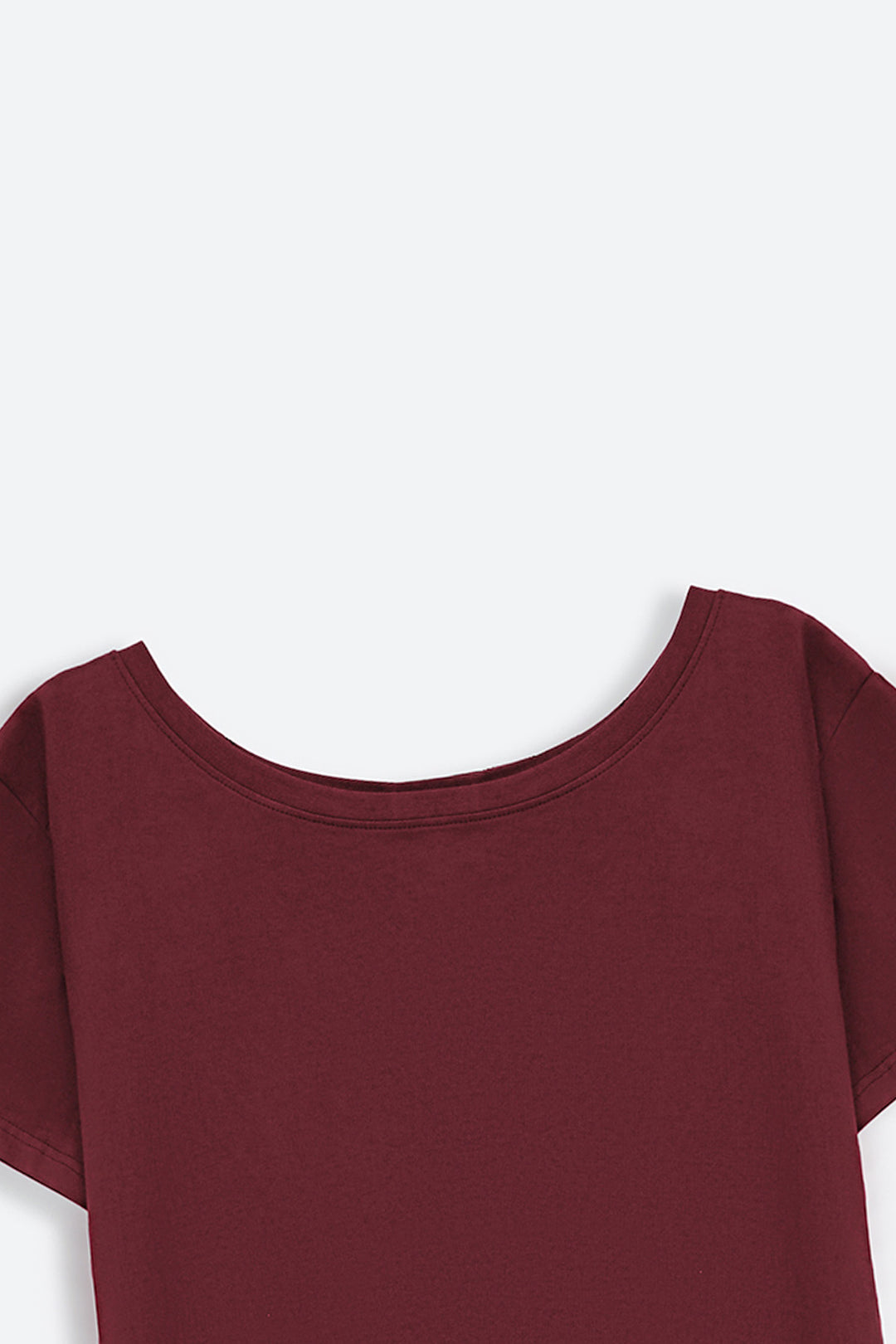 MAROON OFF SHOULDER PLAIN TEE