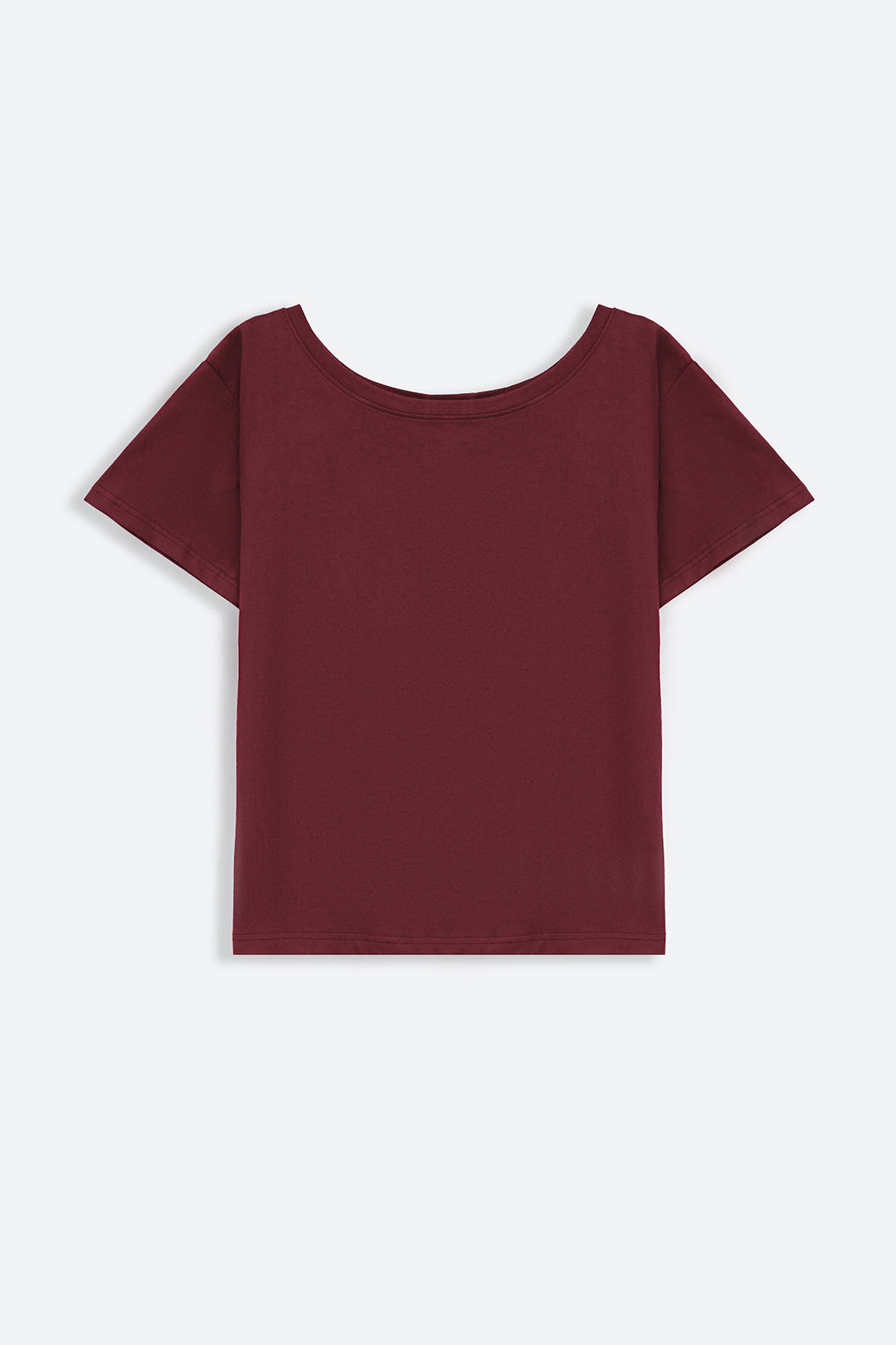 MAROON OFF SHOULDER PLAIN TEE