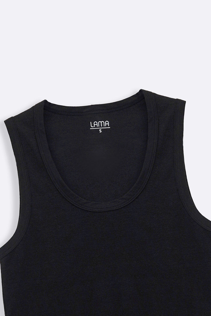BLACK SCOOPNECK TANK