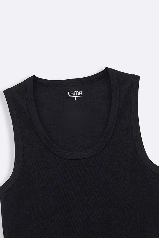 BLACK SCOOPNECK TANK