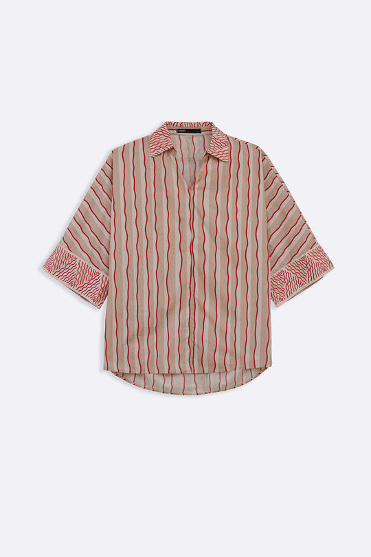 PINK STRIPED COTTON BLOUSE